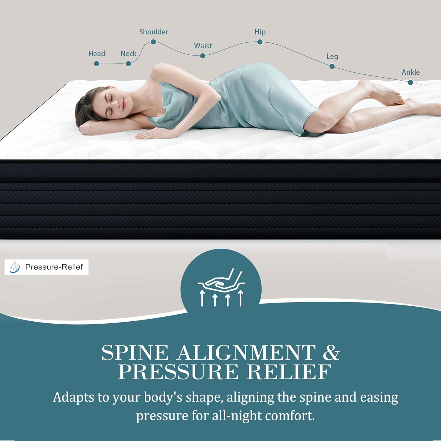 Queen Size Mattress 14 Inch – Deep Sleep Hybrid Mattress for Pain Relieving – De