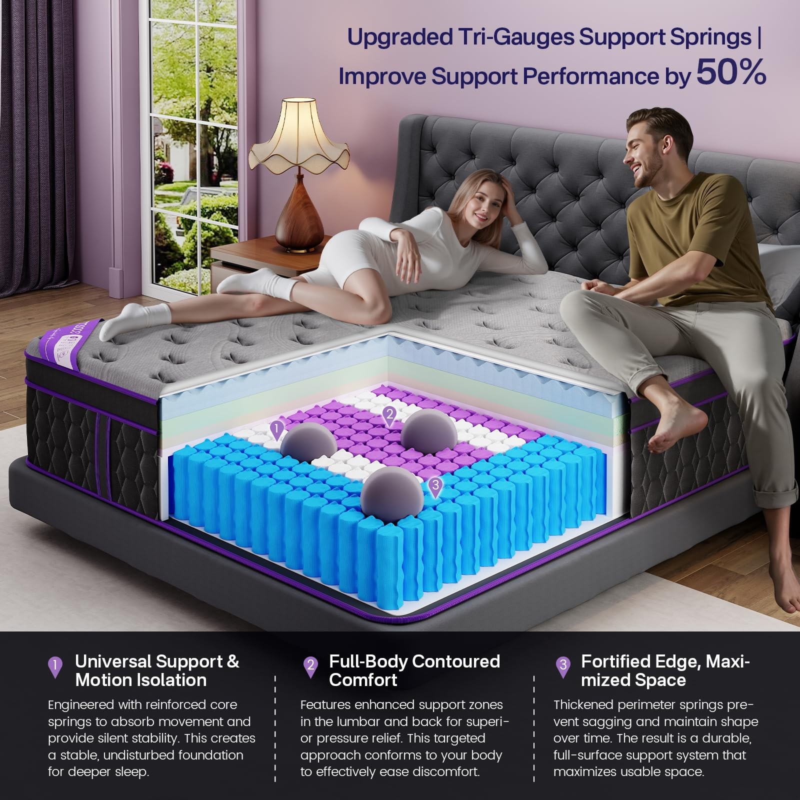 Queen Size Mattress, 14 Inch Deluxe Hybrid Queen Mattress in a Box, Cooling-G…
