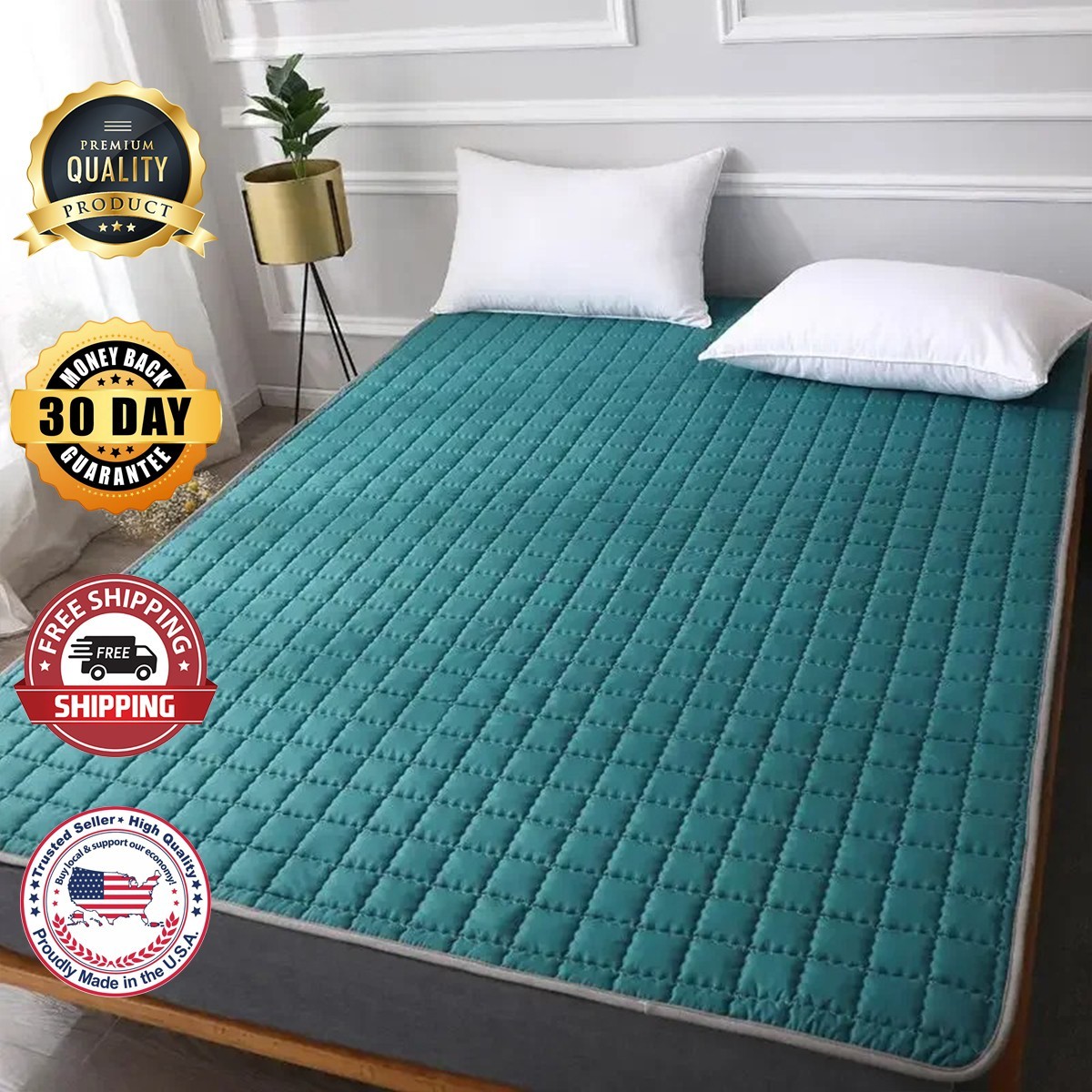 Queen Size Mattress Topper, 1200 GSM Cooling Cushion, Mattress Pad for Back Pain