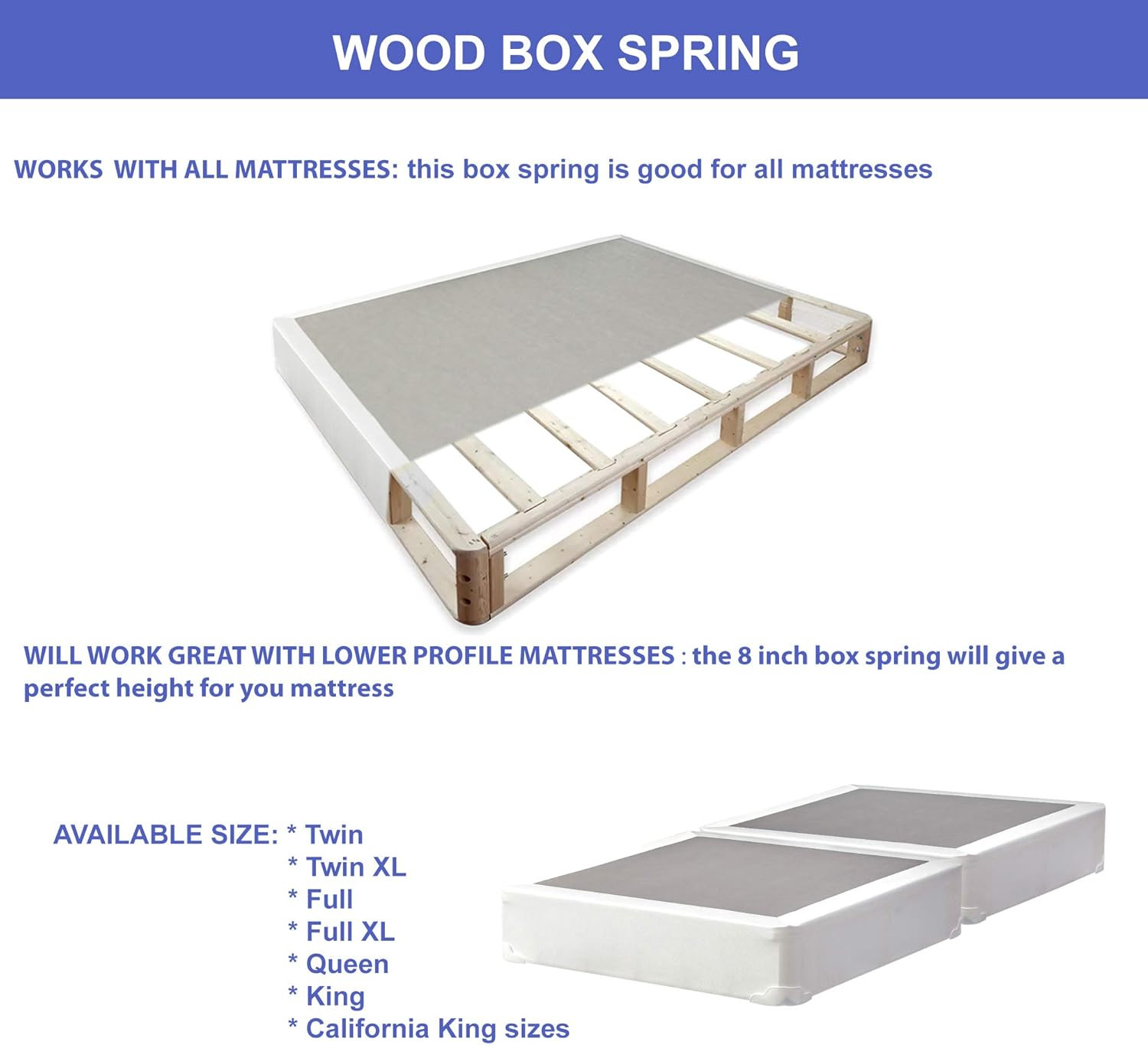 Beige Twin XL Split Wood Box Spring/Foundation – Fully Assembled Comfort