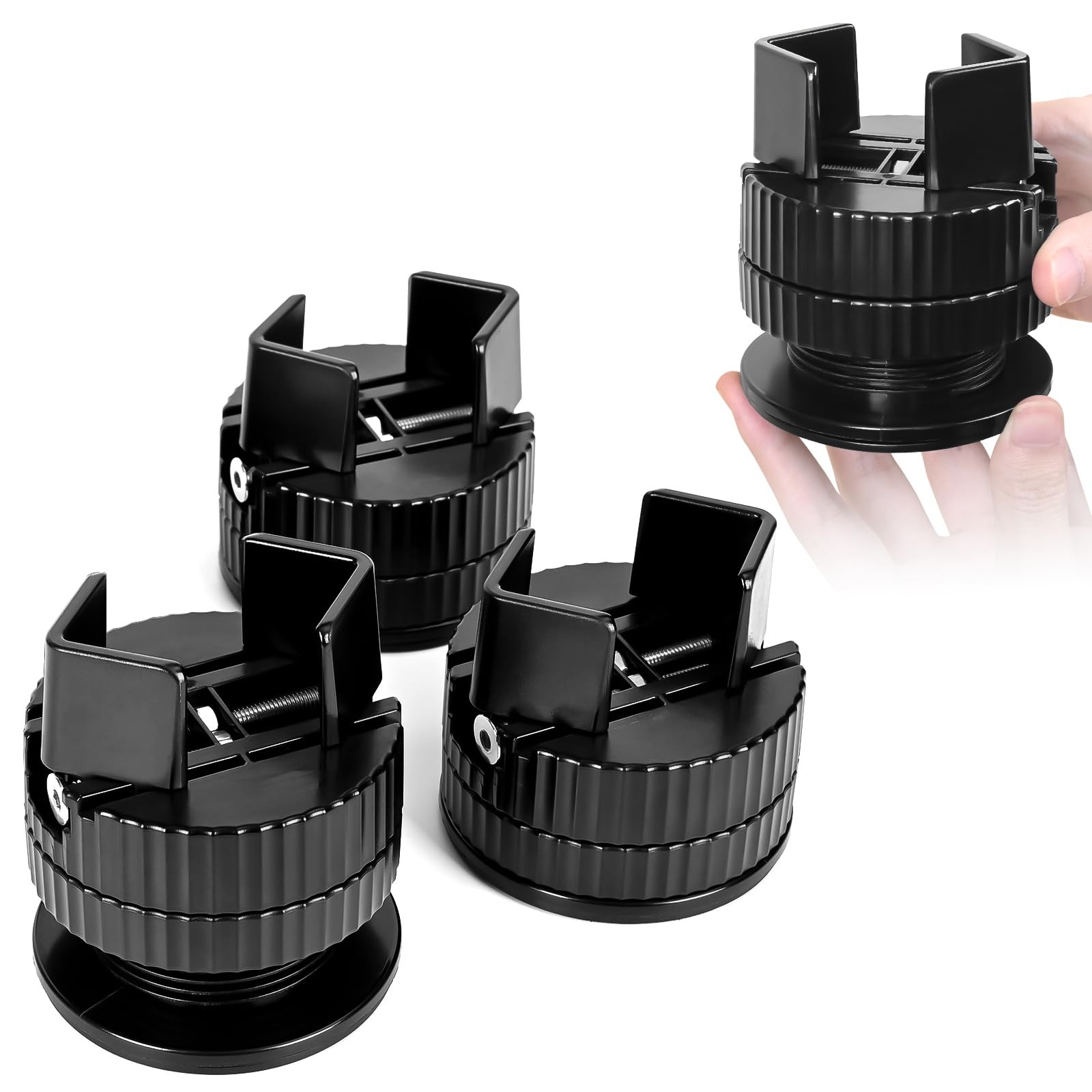 Jedroc Adjustable Bed Risers Furniture Risers-4 Pack with Right Angle, Black