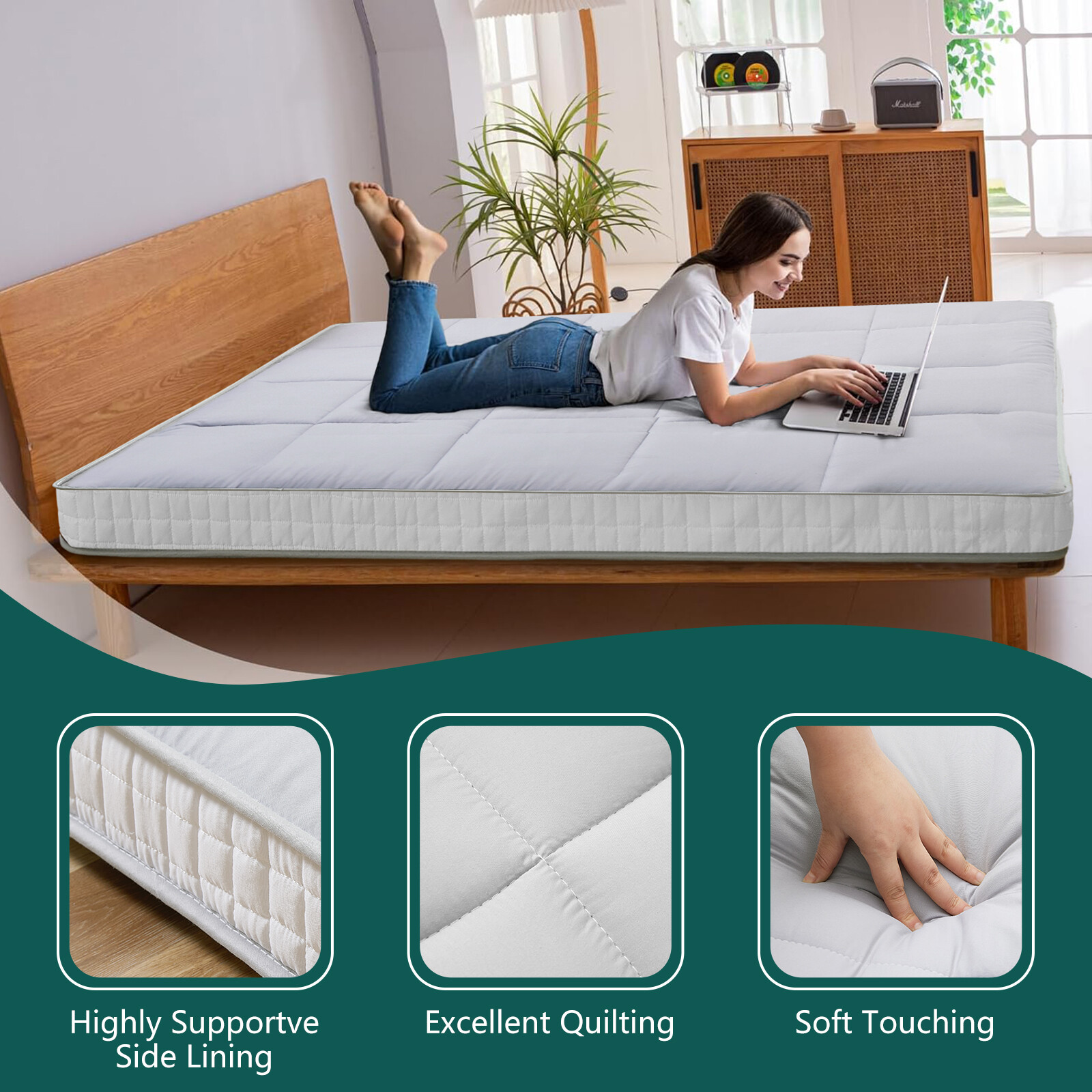 NAIZEA Japanese Floor Mattress Potable Tatami Floor Sleeping Pad 80x60x4in Mat
