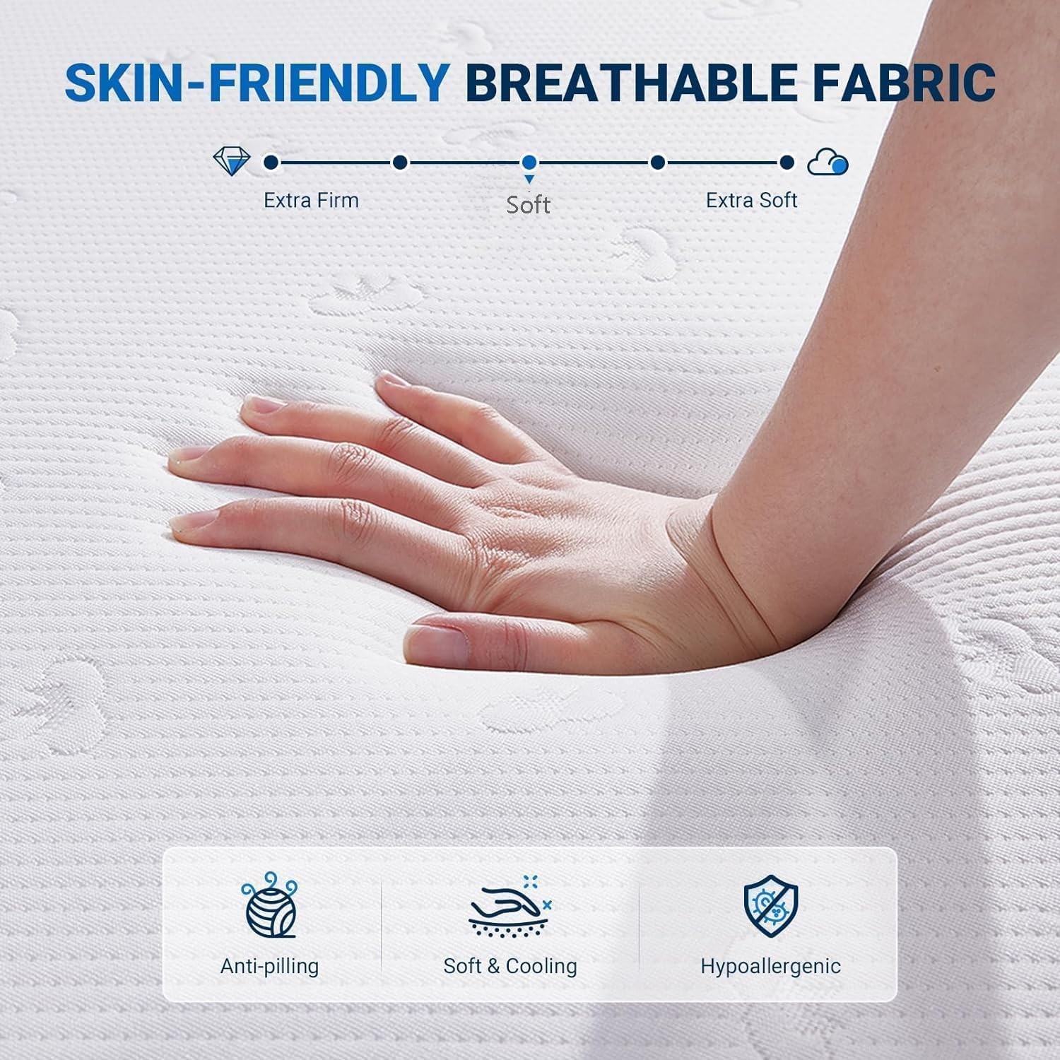 10 Inch Full Size Memory Foam Mattress, Medium Firmness, White, Full Size, Ce…