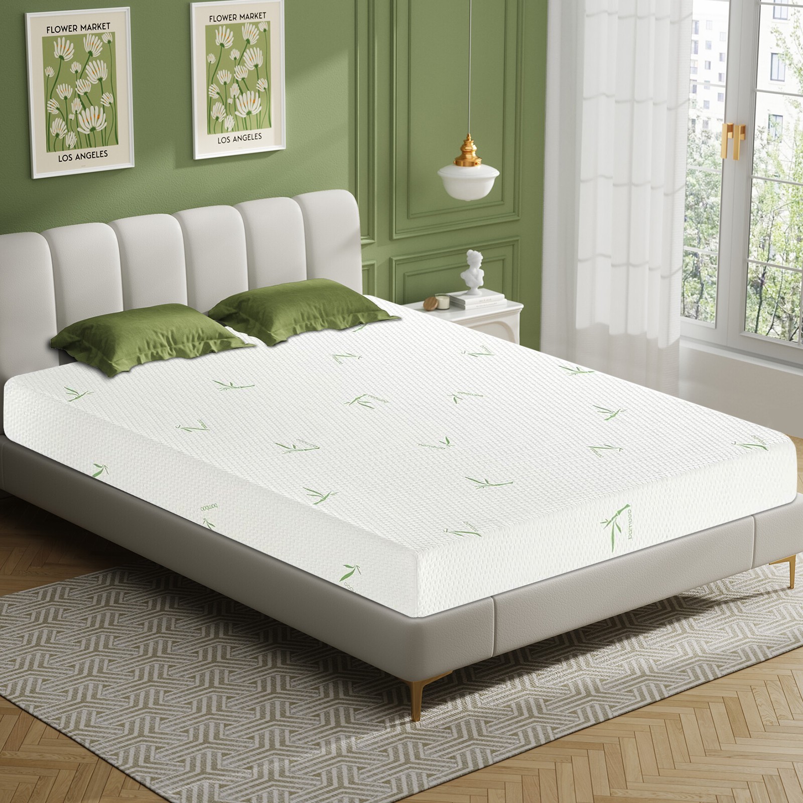 8″ Twin Cooling Gel Memory Foam Mattress with Bamboo Cover for Back Pain Relief