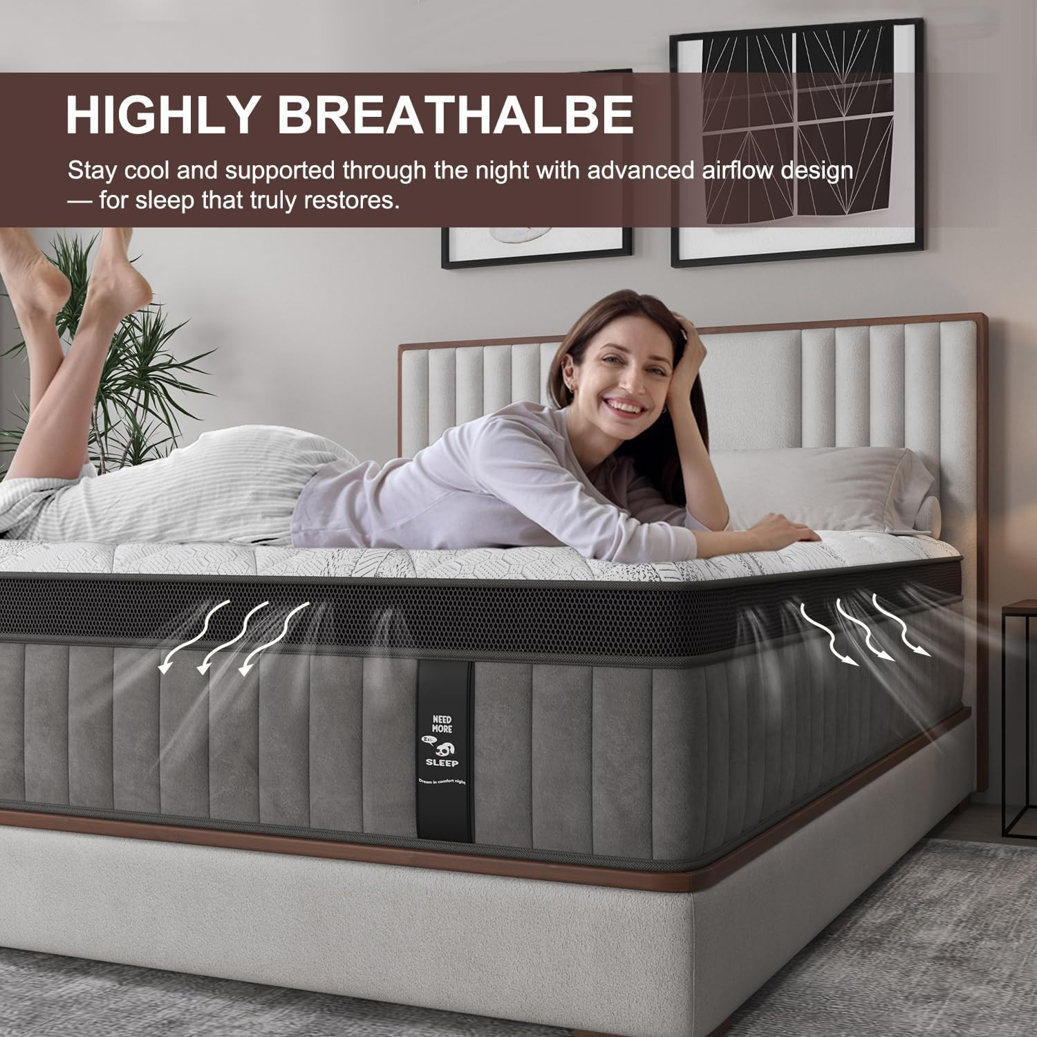 King Size Mattress, 12 Inch King Hybrid Mattress with Medium Firm Gel Memory Foa