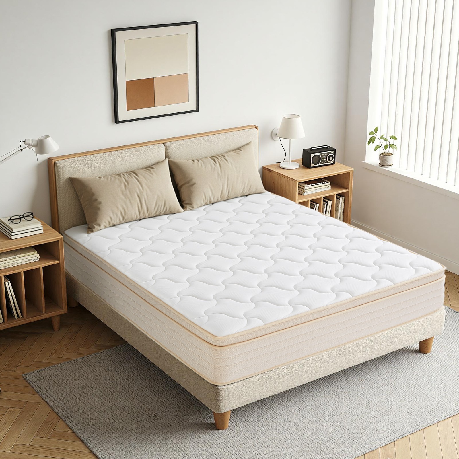 VIPKOE 10″ 12″ Pocket Spring Hybrid Mattress, Twin Txl Full Queen King Size