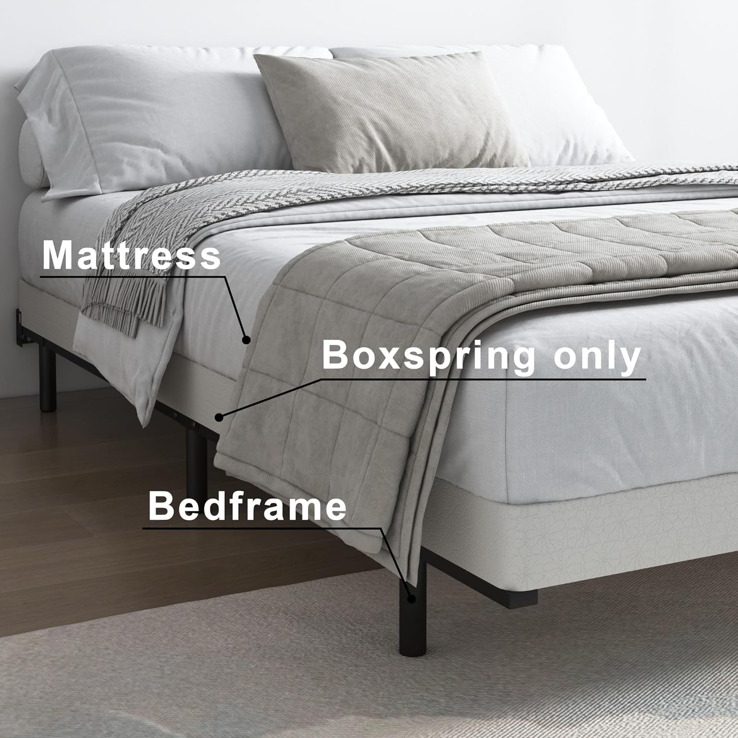 4 Inch Box Spring for Queen Bed,Queen Size Only,Heavy Duty