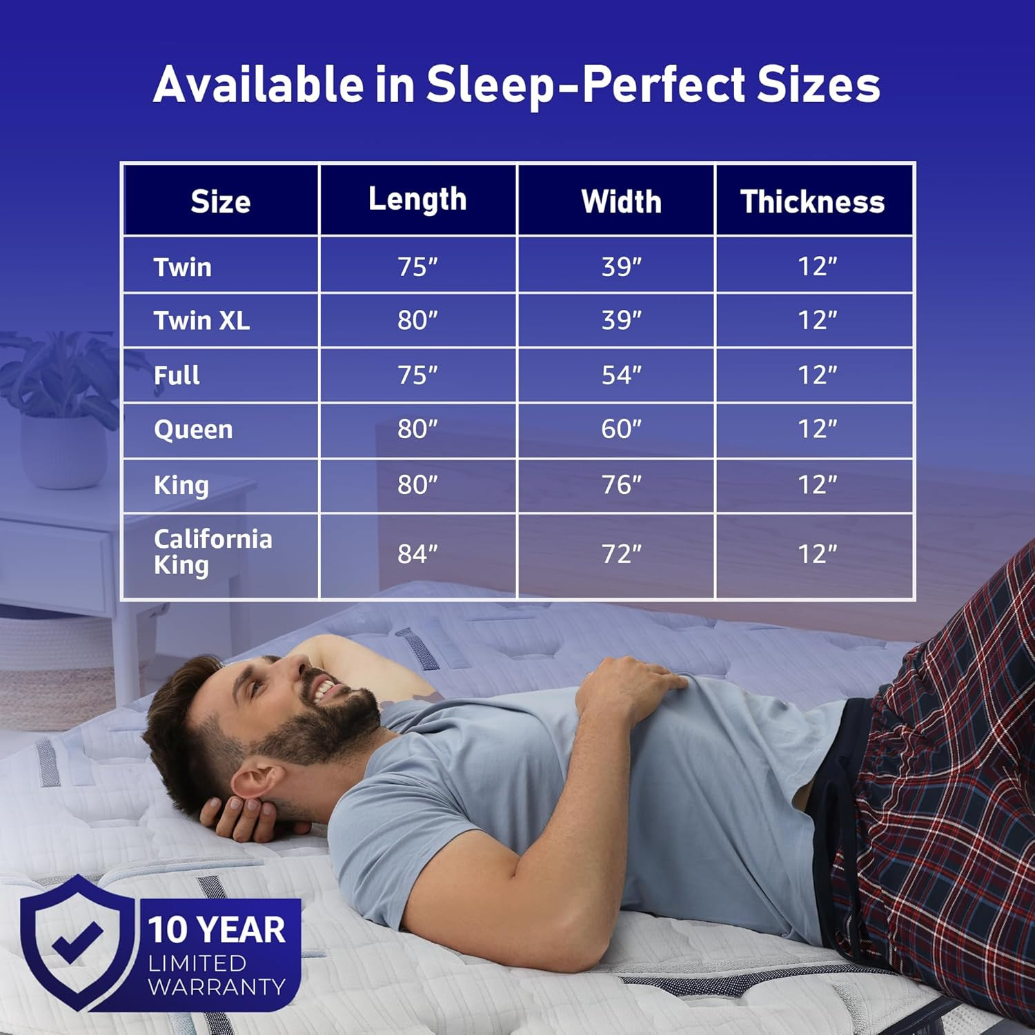 Sleep 12-Inch Cooling Hybrid Queen Mattress with Gel Memory Foam and Individuall
