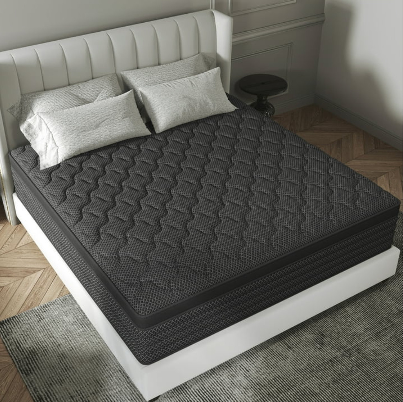 12″ Twin Colchon Pocket Spring Mattress Hybrid Twin Cama Mattress Euro Top Black