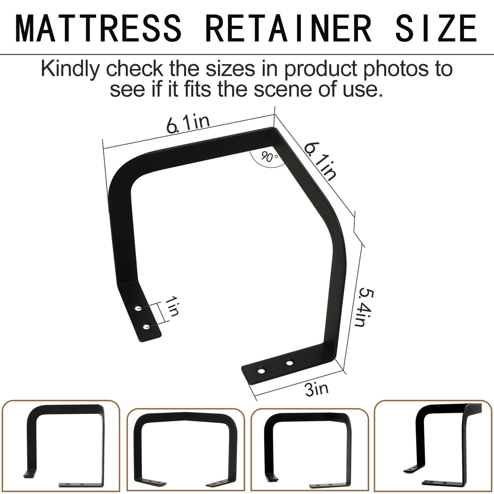 Extra Tall Mattress Corner Retainer Bar Bracket (H5.4IN) 2Pcs Keeping Mattres…