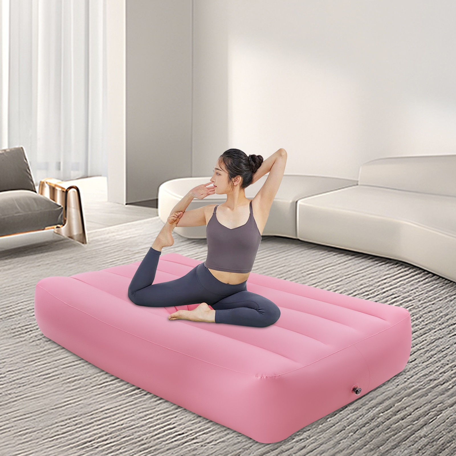 Foldable Inflatable Mattress w/ Reusable Electric Air Pump Post Surgery Recovery