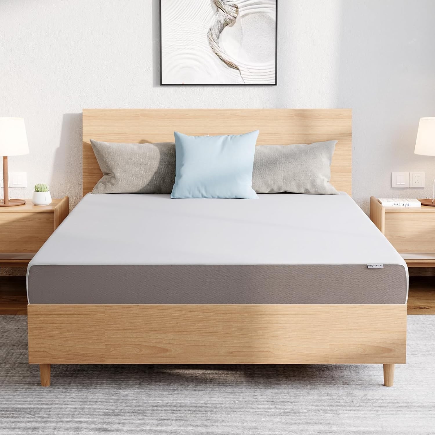 Memory Foam Mattress Soft Plush Feel 6 Inch Twin White/Grey