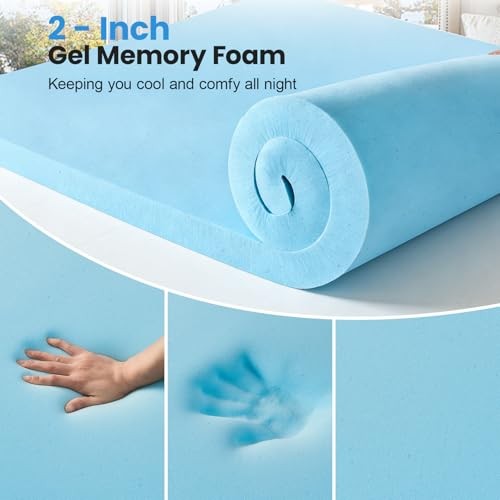 Size Dual Layer 4 Inch Memory Foam Mattress Topper, 2 Queen Dual Layer White