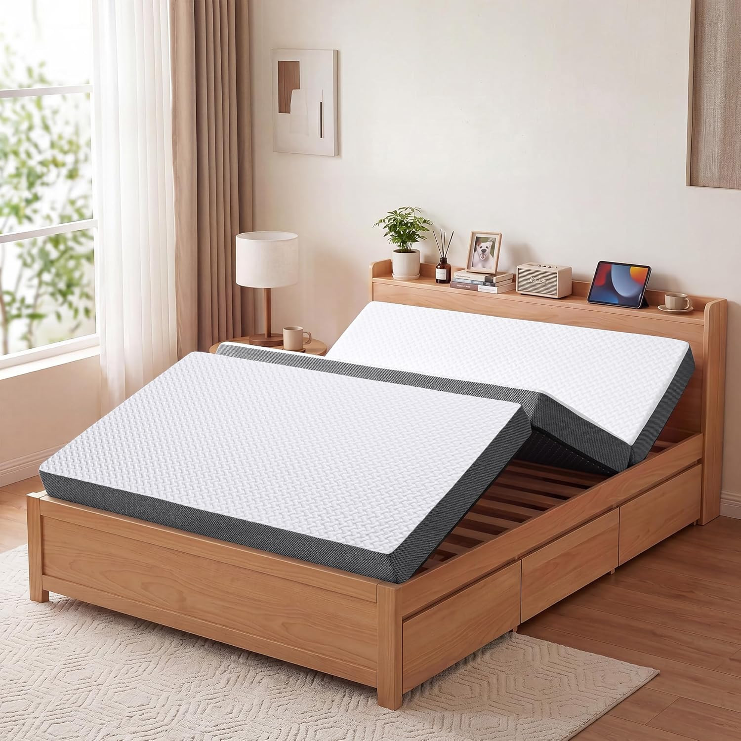 MASVIS Trifold Mattress, 4 Inch Memory Foam Foldable Mattress with Washable Cove