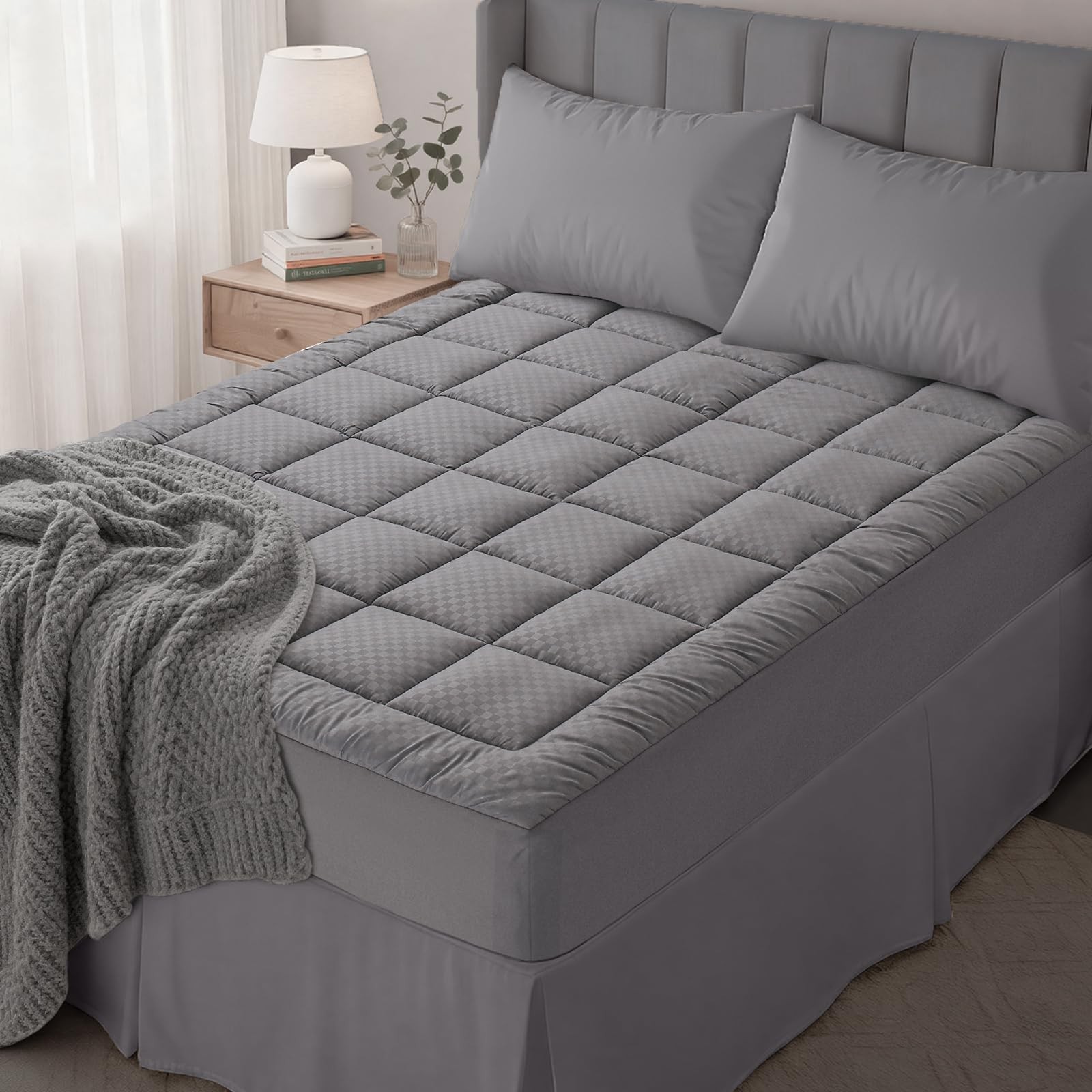 Twin XL Quilted Fitted Mattress Pad, Elastic Fitted Mattress Topper, Cooling …