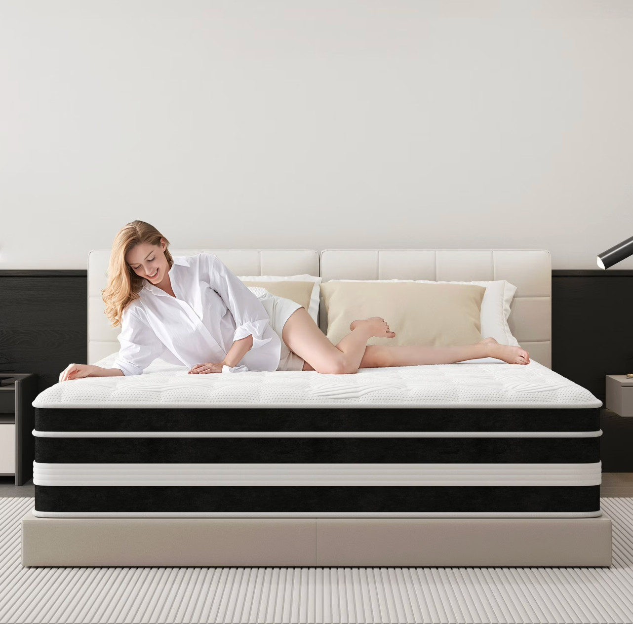 Colchon Full Hibrido Gel 14” Espuma Memory Foam Mattress Medium Firm