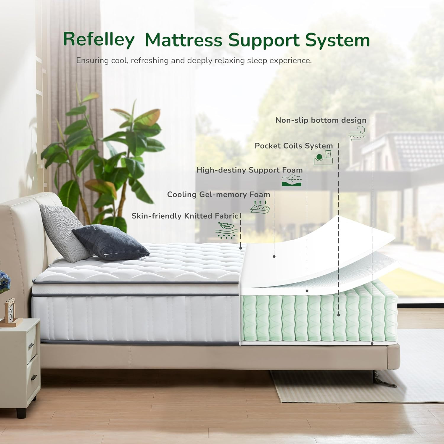 12″ Queen Memory Foam Hybrid Mattress with Pocket Springs & Pressure Relief