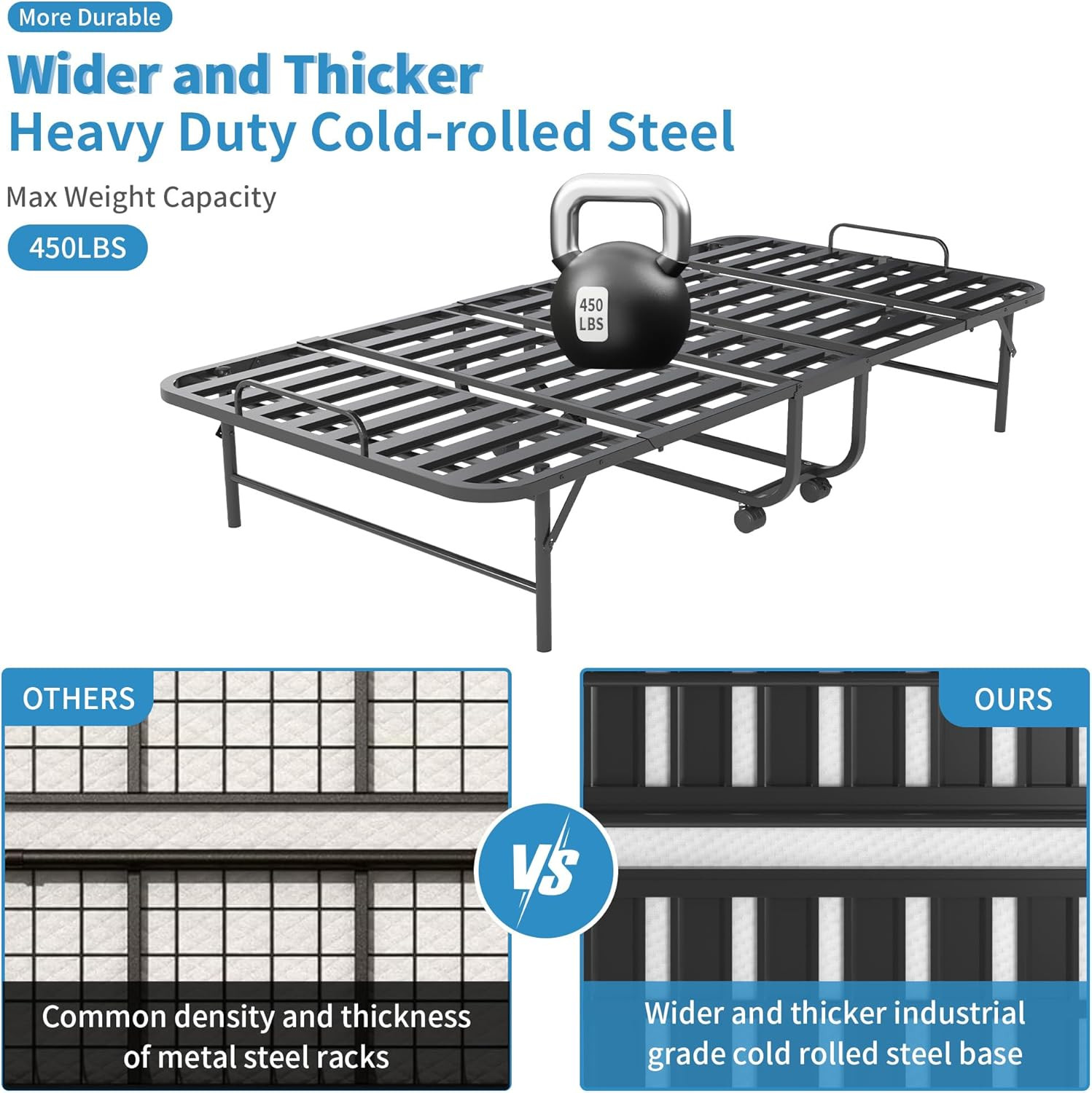 Folding Bed with Mattress,75″*38″ Memory Foam Mattress, Heavy Duty Metal Portabl