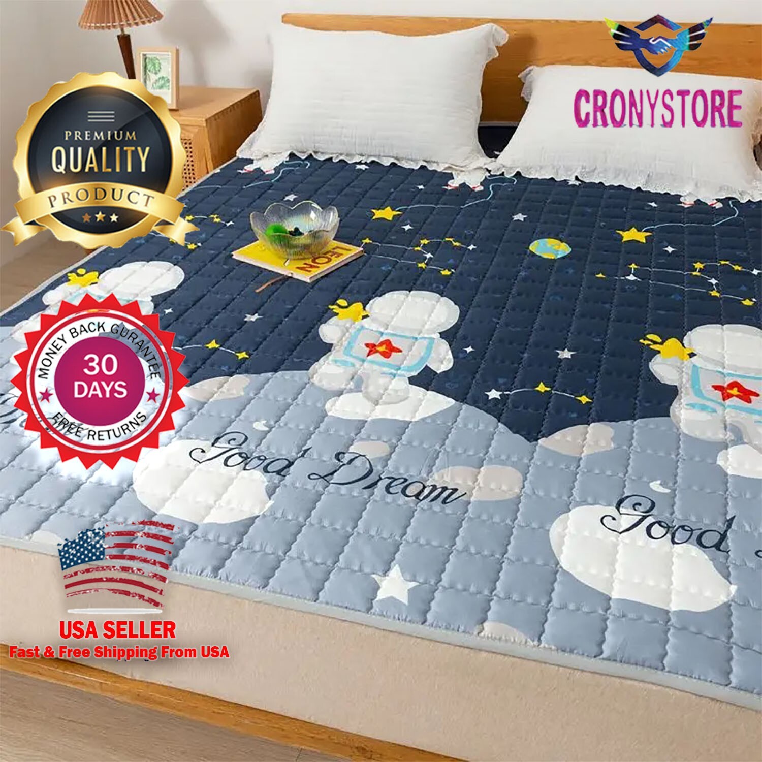 Queen Size Mattress Topper, 1200 GSM Cooling Cushion, Mattress Pad for Back Pain
