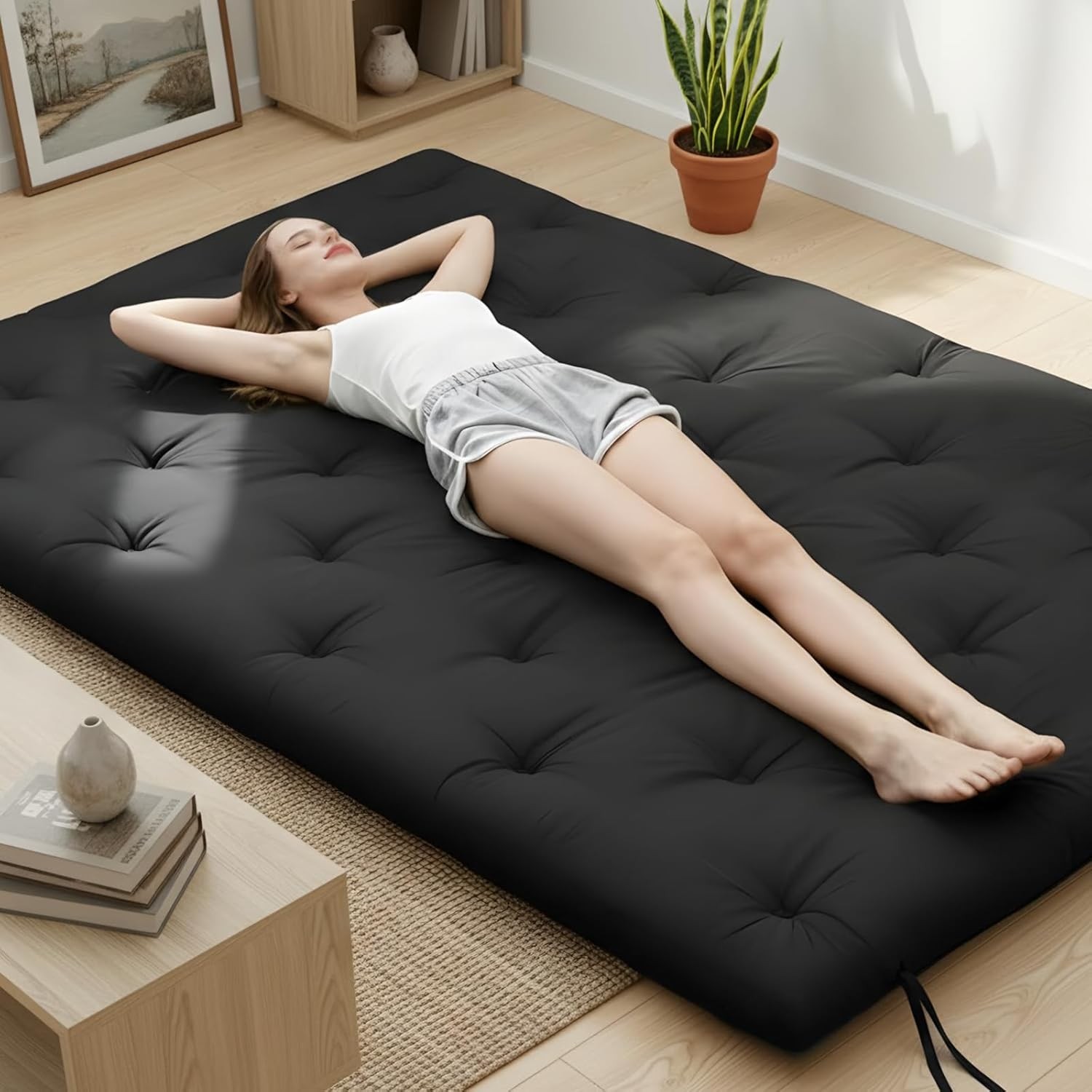 Water Resistant Japanese Futon Mattress King Size 80″x76″ 2.5 Inch Thick