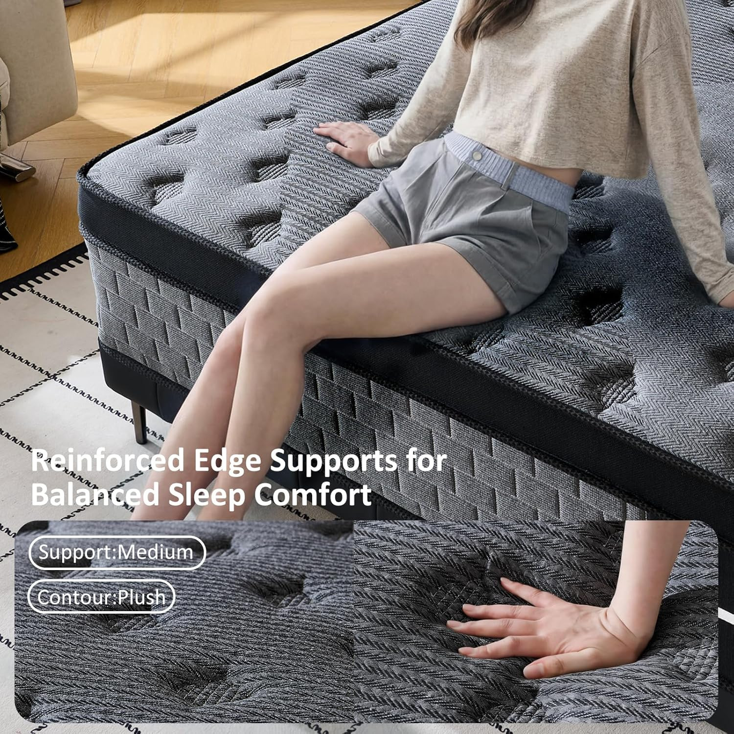 12”Queen Size Mattress, Hybrid Mattress in a Box, Individually Pocket Springs