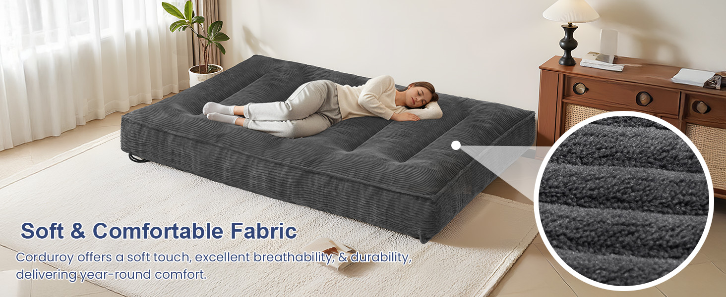 8 Inch Futon Mattr Full Size, Futon Floor Sofa Bed Foldable with Soft