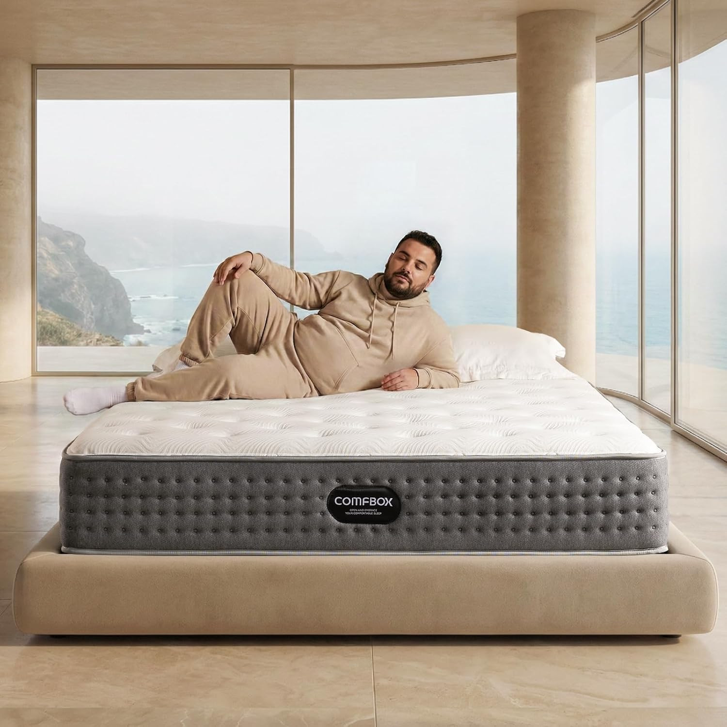 14″ King Size Hybrid Mattress – Medium-Firm Memory Foam for Comfort & Support