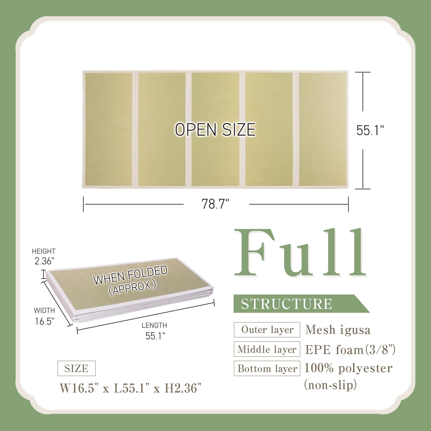 Tatami Mat – Foldable Japanese Tatami Mat Igusa Mattress, Rush Grass Floor Sl…