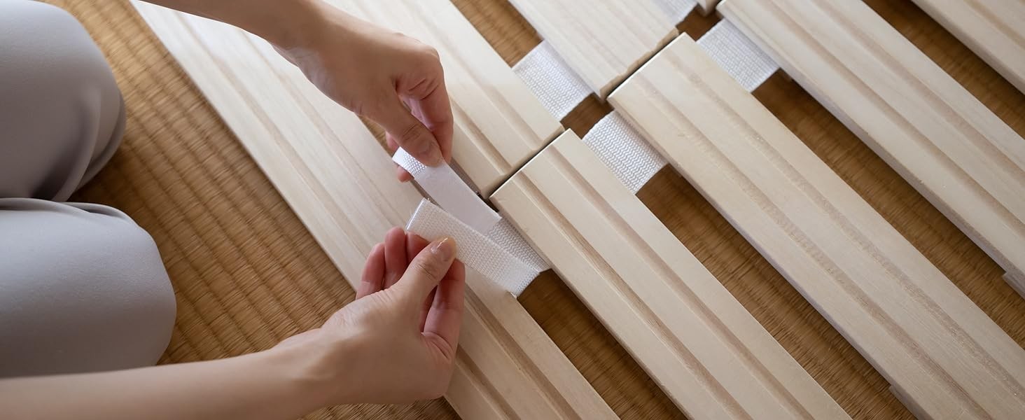 Wood Roll-Type Slatted Bed Queen (63×78.7in) for Japanese Floor