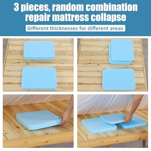 Under Mattress Support – 3 High Density Foam Pieces for Mattress Sagging Repair,
