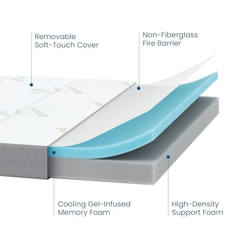 Trifold Mattress Size, 6 Inch, Portable Folding Mattress with Memory Queen