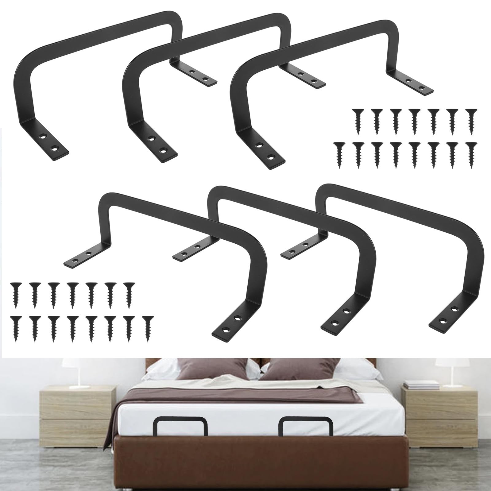 YAYODS 6 Pcs Mattress Retainer Bar, Slide Stopper to Full, Black