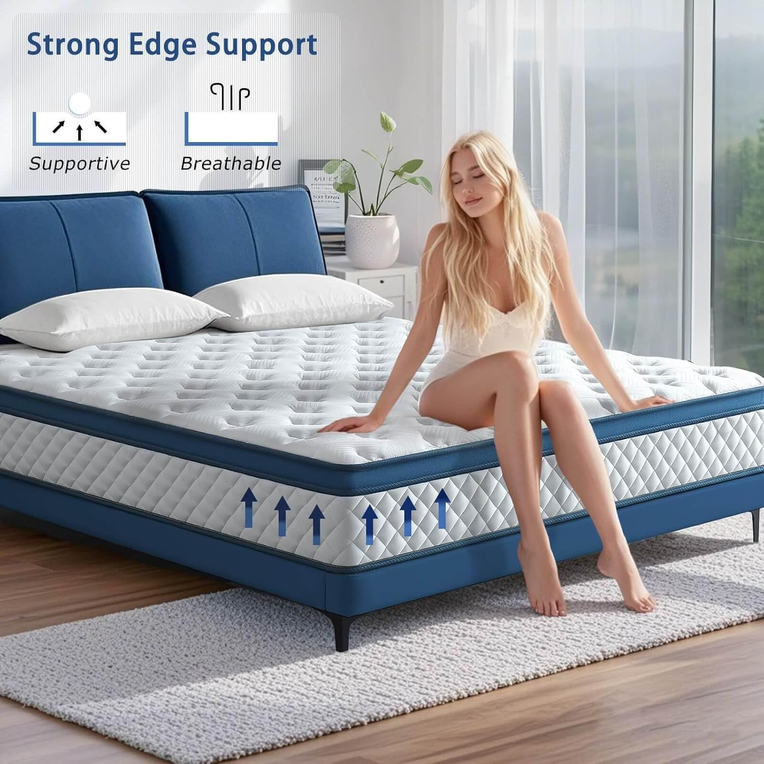Queen Mattress, 12 Inch Medium Firm Hybrid for Queen Size Bed, Memory Foam Mattr