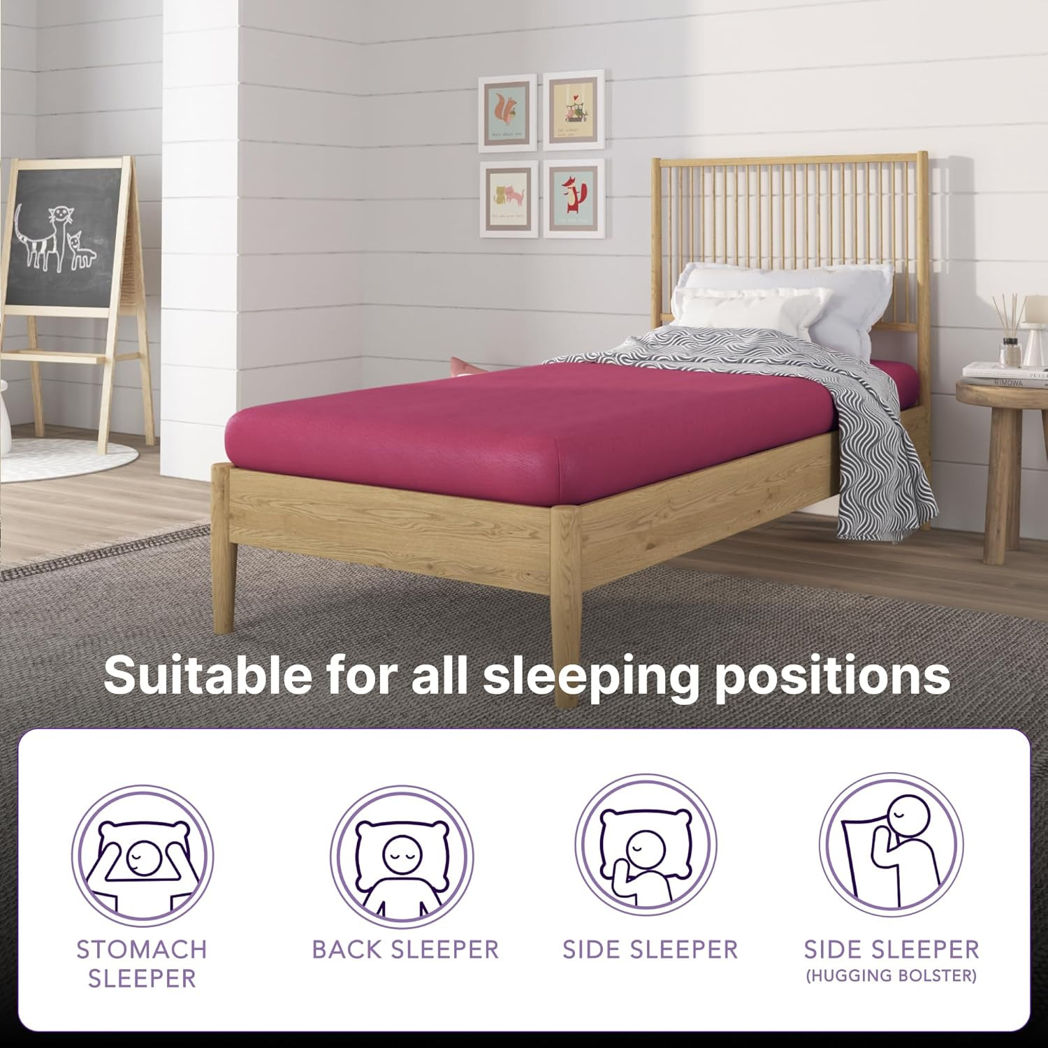 5″ Twin Memory Foam Mattress, Medium Feel, CertiPUR-US, Pink Bed in a Box