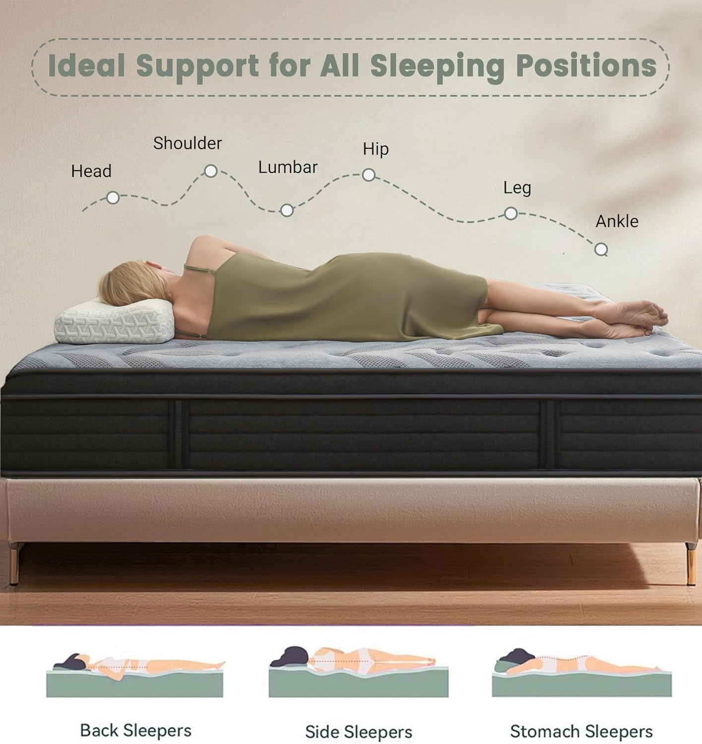 PECHINOU Twin Mattress,12 Inch Hybrid Mattress in a Box with Gel Memory Foam and