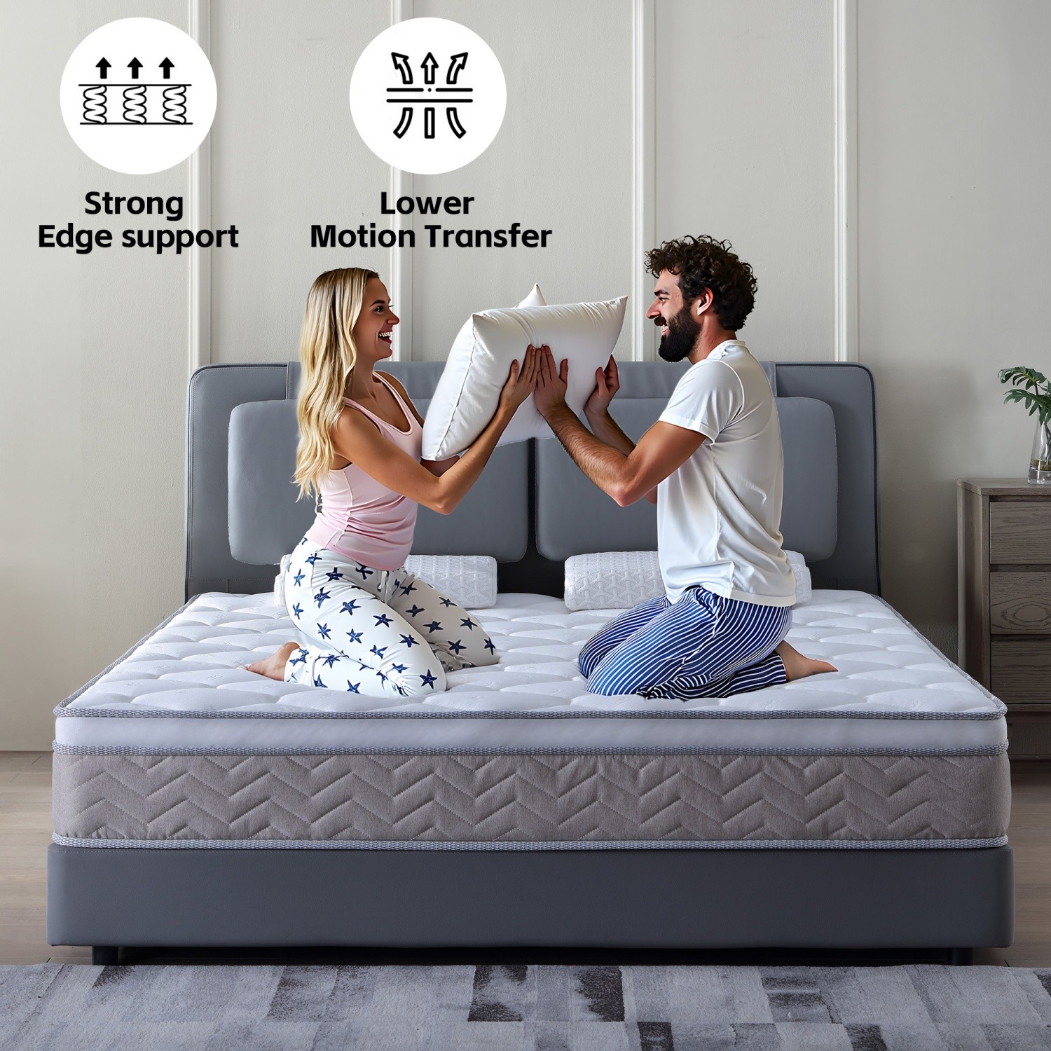 12» Full/Queen Size Breathable Mattress with Hybrid Pocket Spring & Memory Foam