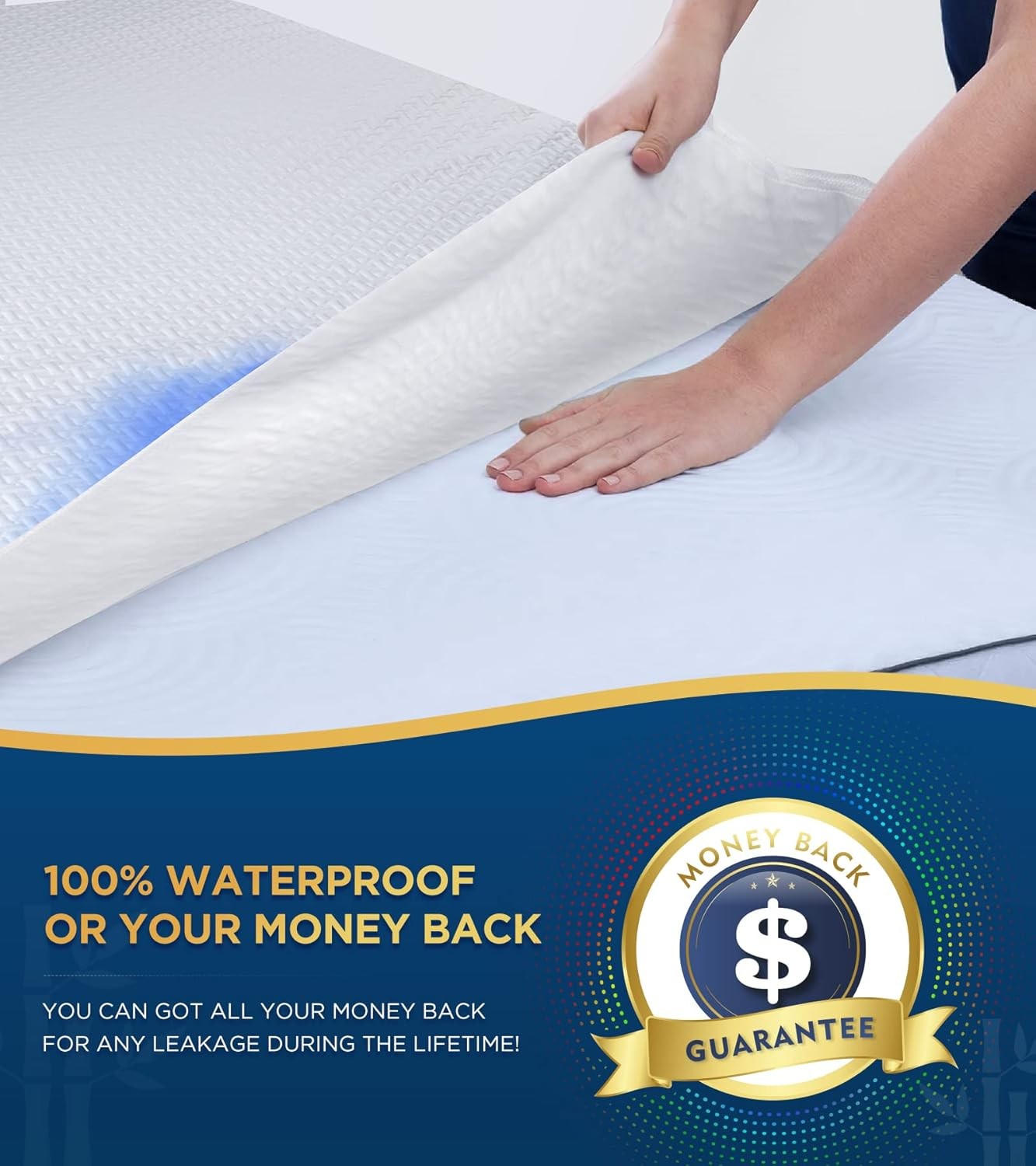 100% Waterproof Queen Mattress Protector Breathable Cooling 3D Queen, White