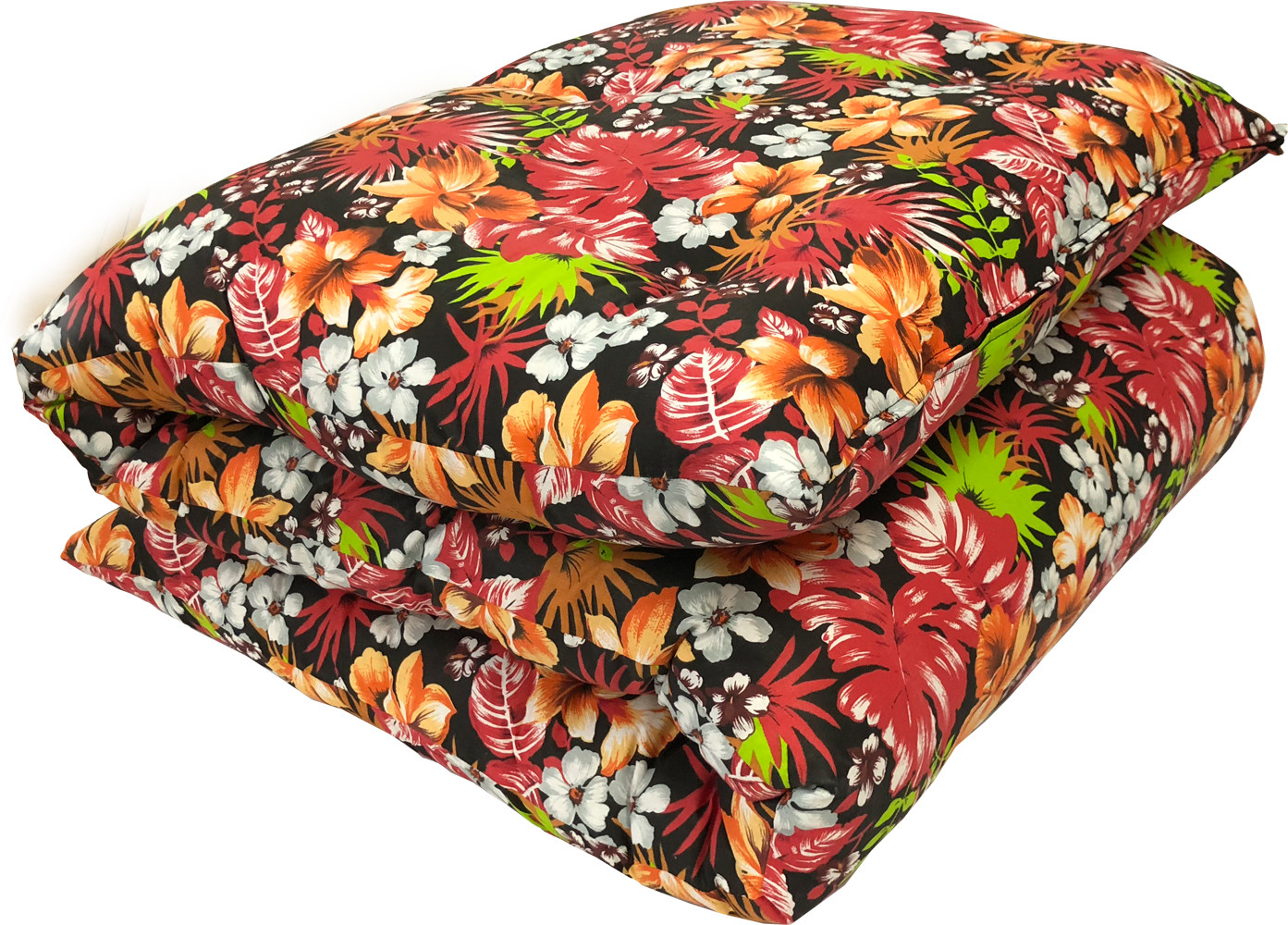 Tropical Red Blk Queen 3x60x80 Traditional Japanese Rolling Futon Mattress Bed