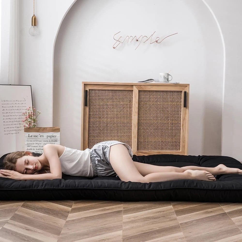 Japanese Floor Mattress Futon Mattress, 4″ Thicken Tatami Mat Sleeping Pad Fo…
