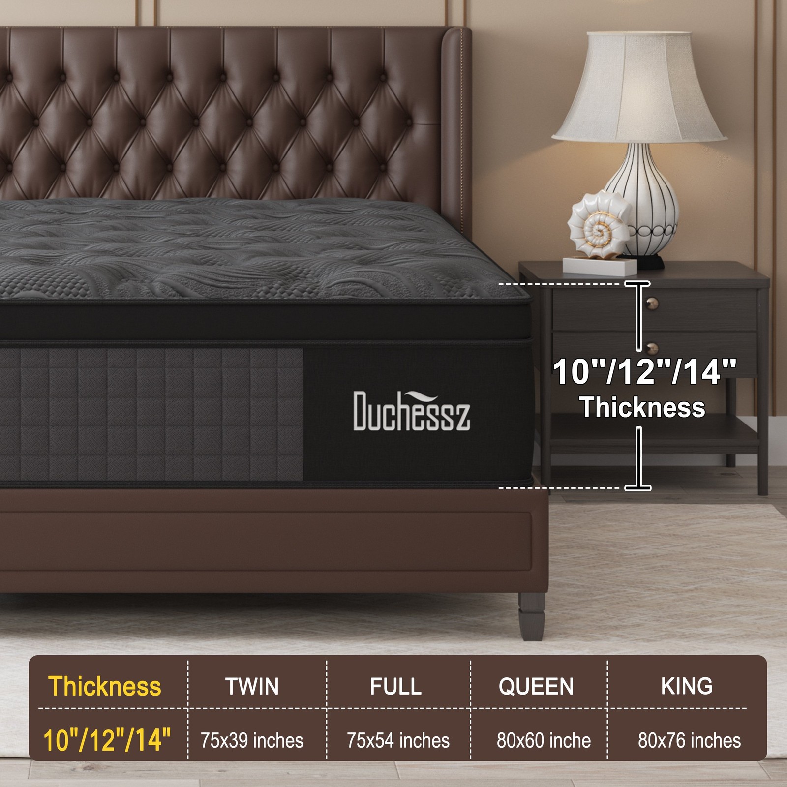 10″12″14″ Twin Full Queen King Mattress in a Box Hybrid Spring Memory Foam