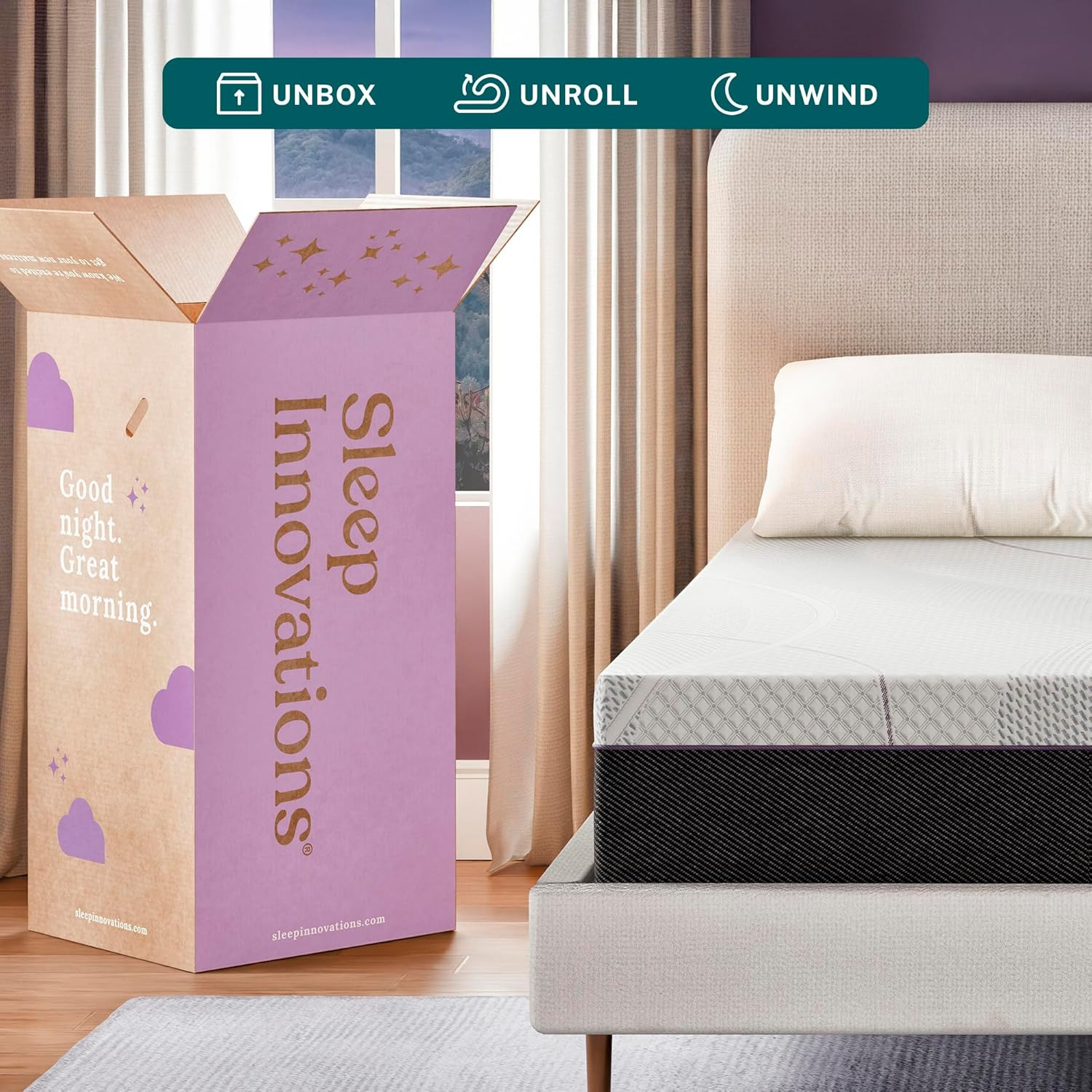 Shiloh 14 Inch Green Tea Memory Foam Mattress, Queen Size, Bed in a Box, Medium