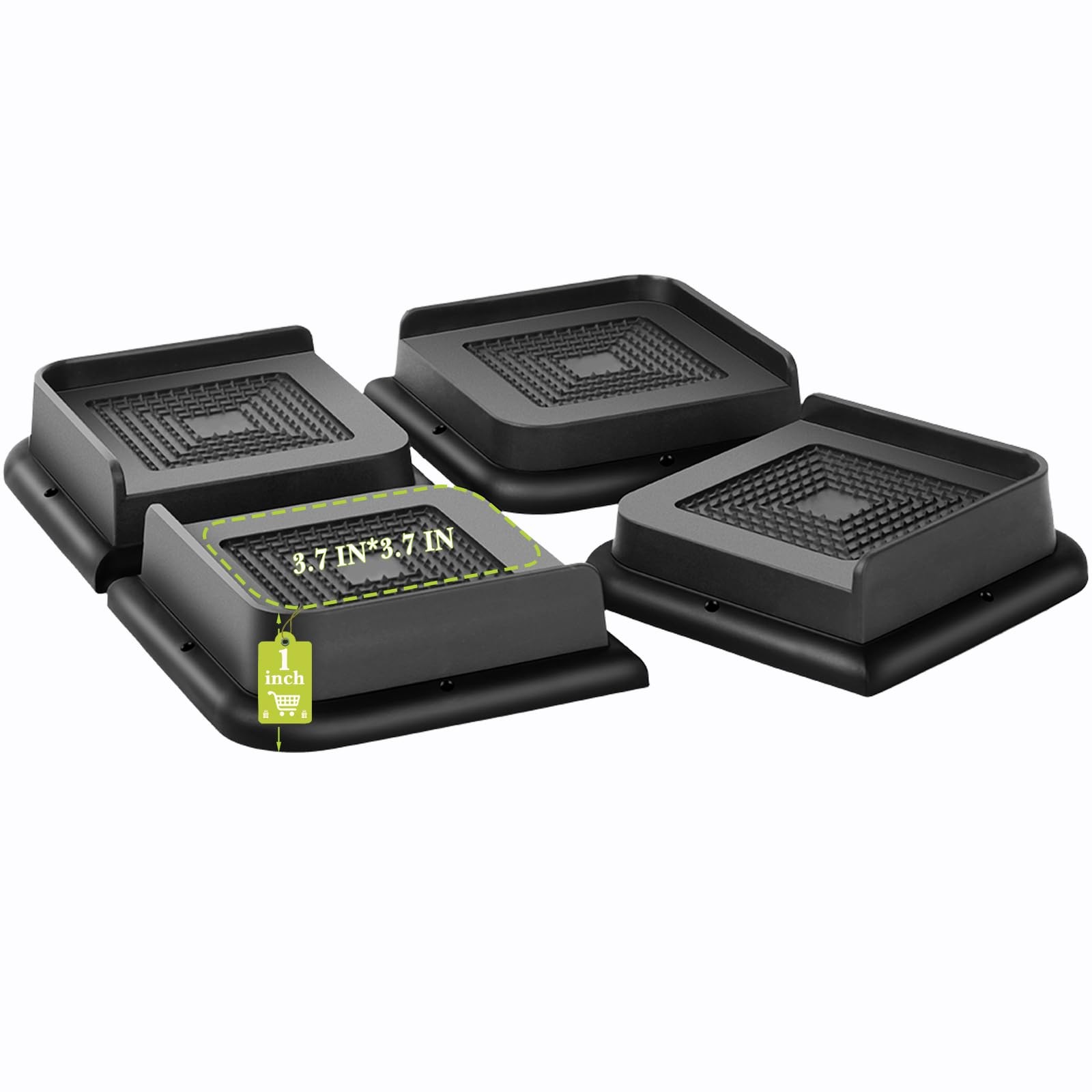 Yookwutar Bed Risers 1 inch, 2 3 4 6 1 Inch, Black 4 Pack