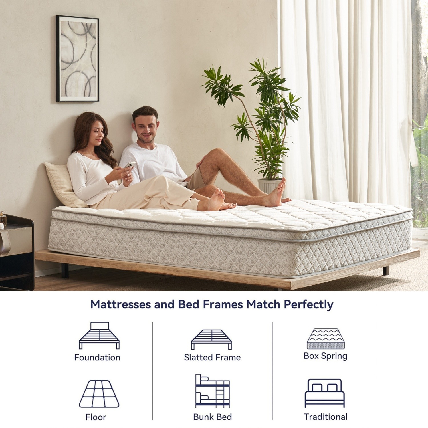 12» Twin/Full/Queen/King Size Mattress with Hybrid Pocket Spring & Memory Foam