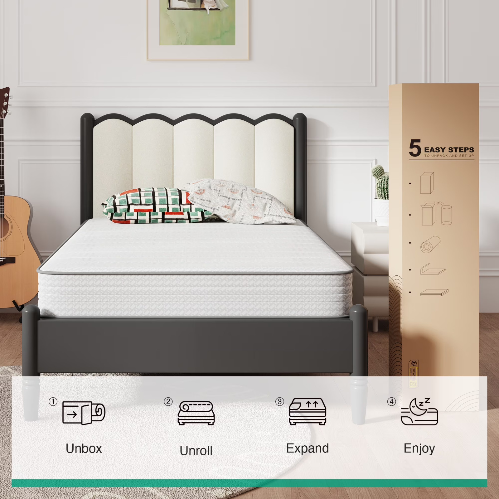 Avenco 8 Inch Twin Mattress CozyNest Medium Support Hybrid Innerspring Bed in Bo