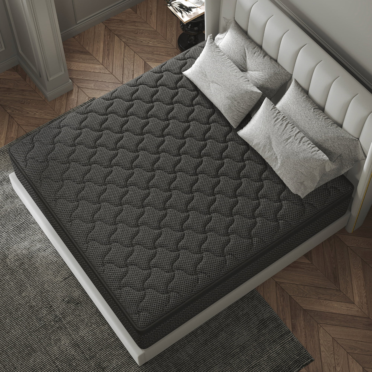 12″ Twin Colchon Pocket Spring Mattress Hybrid Twin Cama Mattress Euro Top Black