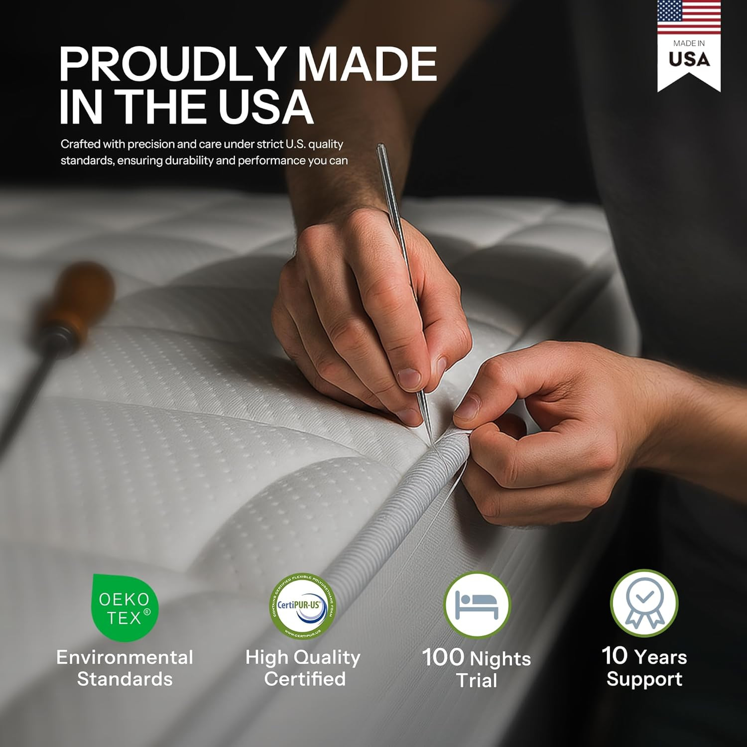 Full Size Mattress, 10 Inch Made in USA Hybrid Foam Full Mattress in a Box with