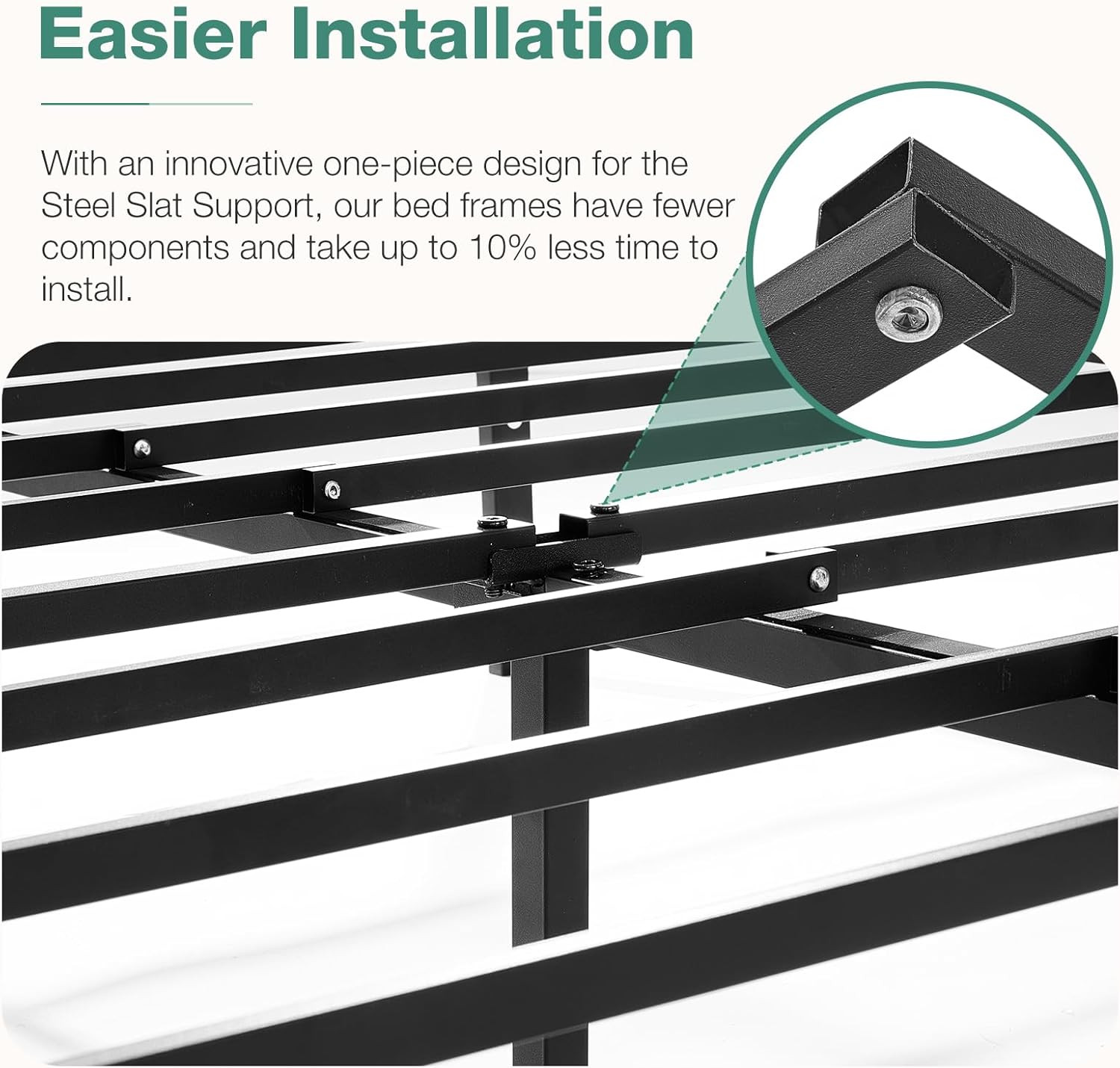 Queen Mattress & Metal Bed Frame Bundle – 12″ Hybrid with Storage