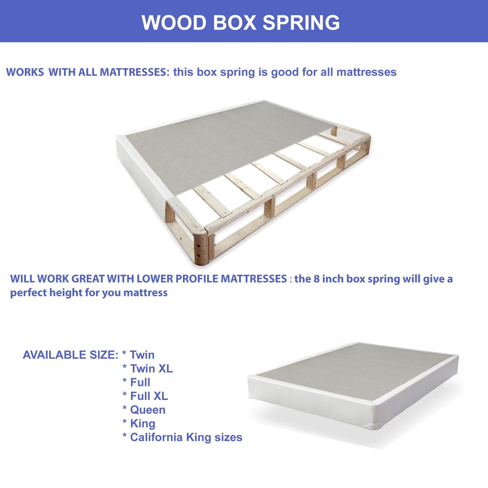 Fully Assembled Wood Traditional Box Spring/Foundation For Mattress Set, Twin…
