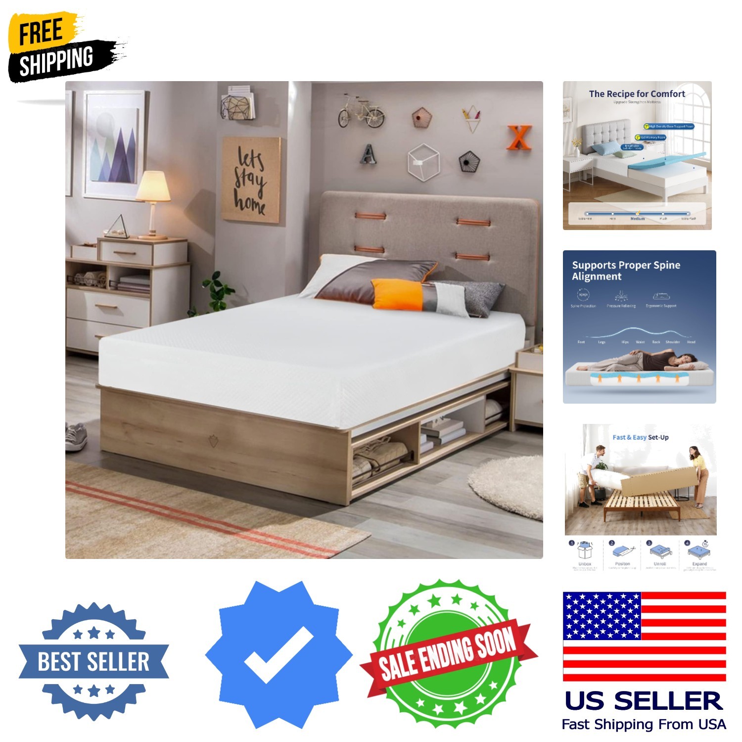 8 Inch Twin Mattress | Medium Firm | Gel Memory Foam Mattress | White | Bed i…