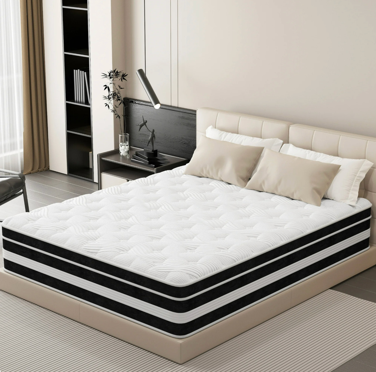 Colchon Full Hibrido Gel 14” Espuma Memory Foam Mattress Medium Firm
